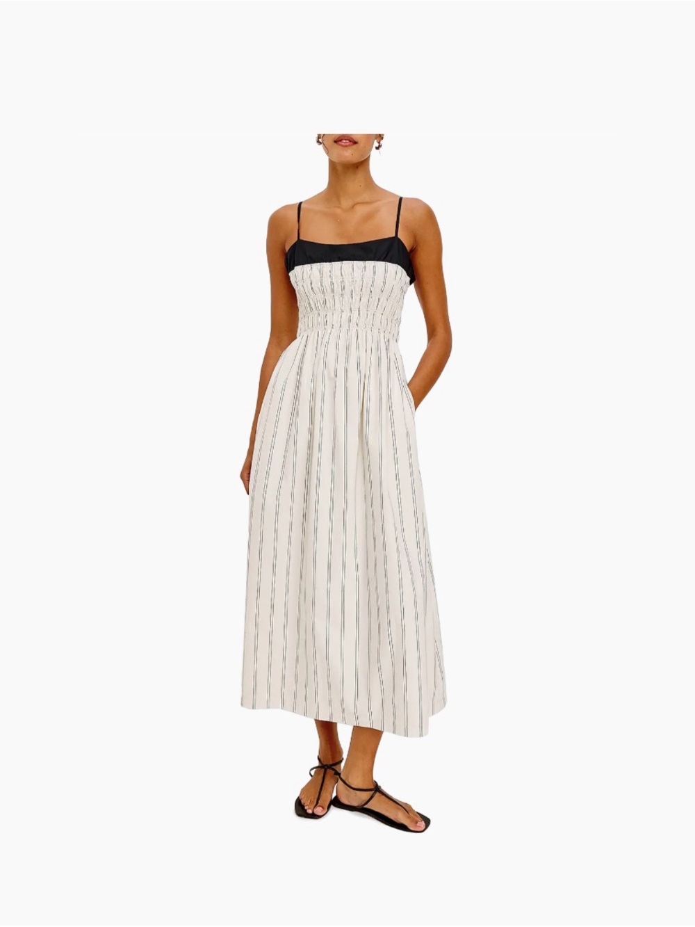 Rails Cream and Black Striped Midi Dress - Picture 2 of 6